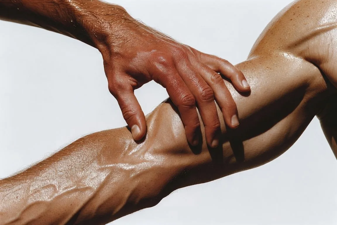 músculo con fatiga post ejercicio primer plano microroturas fibras musculares