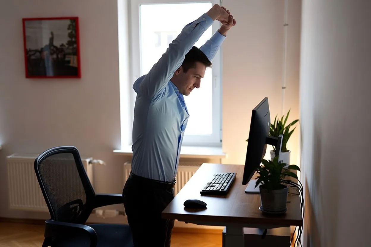hombre pausa activa oficina prevención dolor en el psoas